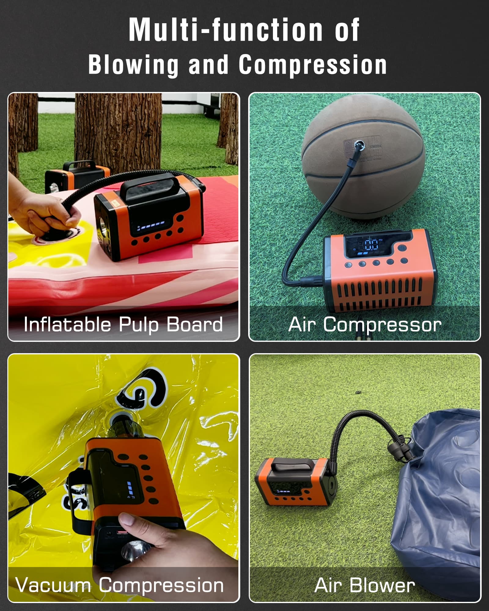 Vehicle Jump Starter w/Air Compressor, Vacuum Cleaner, Blower, Power Bank, Flashlight/SOS/Strobe, more!