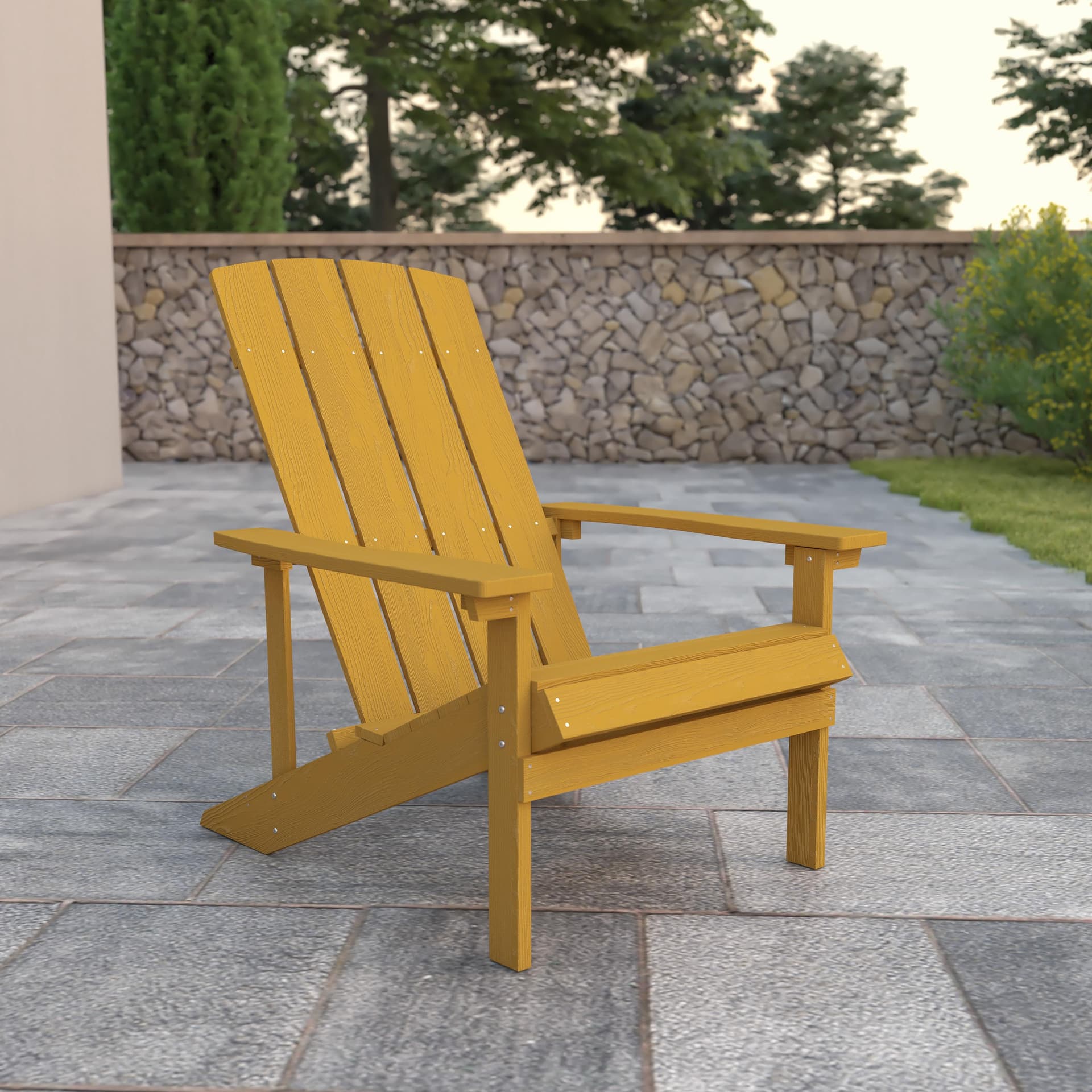 Outdoor Yellow All-Weather Poly Resin Wood Adirondack Chair