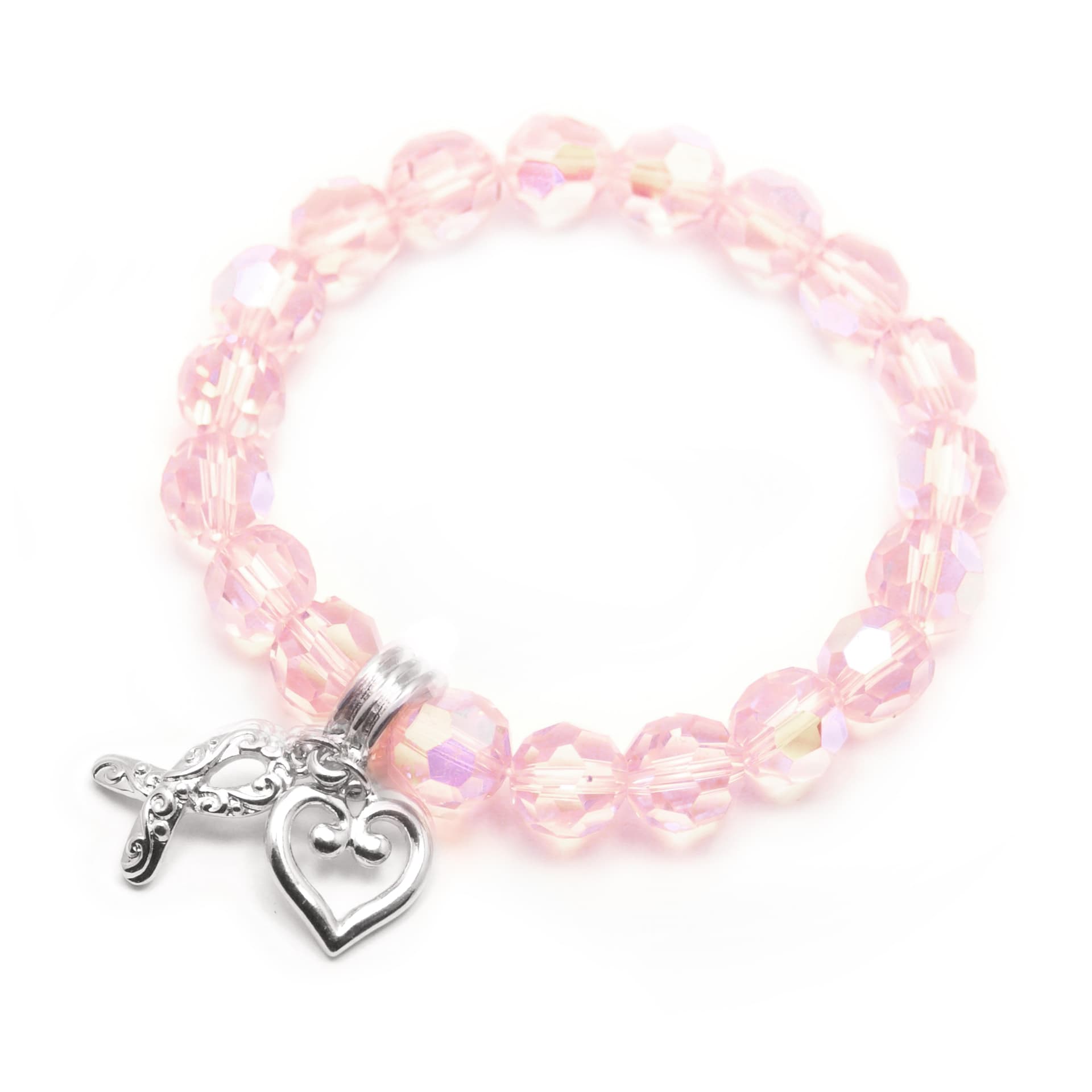 Breast Cancer Awareness Beaded Stretch Bracelet