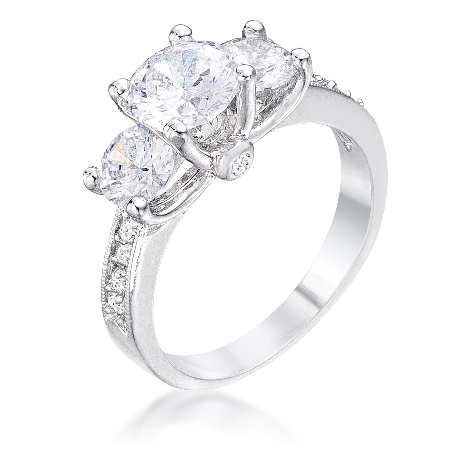 Three Stone CZ Engagement Ring