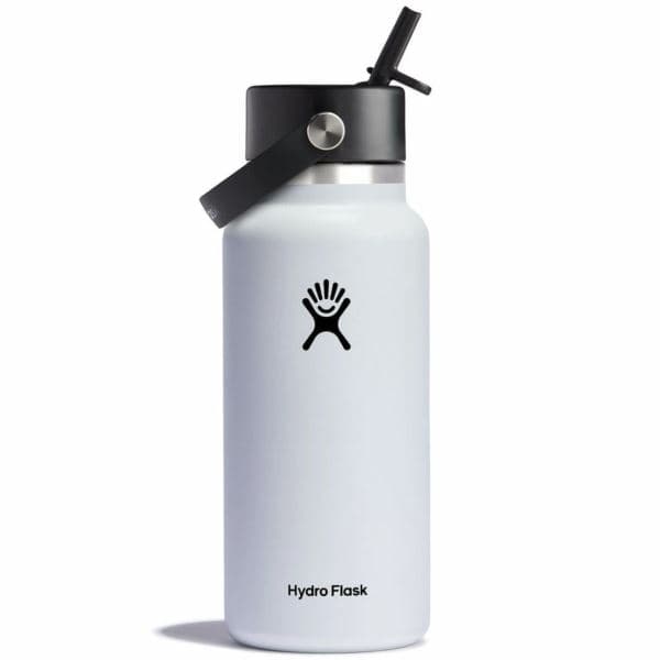 32 oz. Wide Mouth Bottle w/Flex Straw Cap - White
