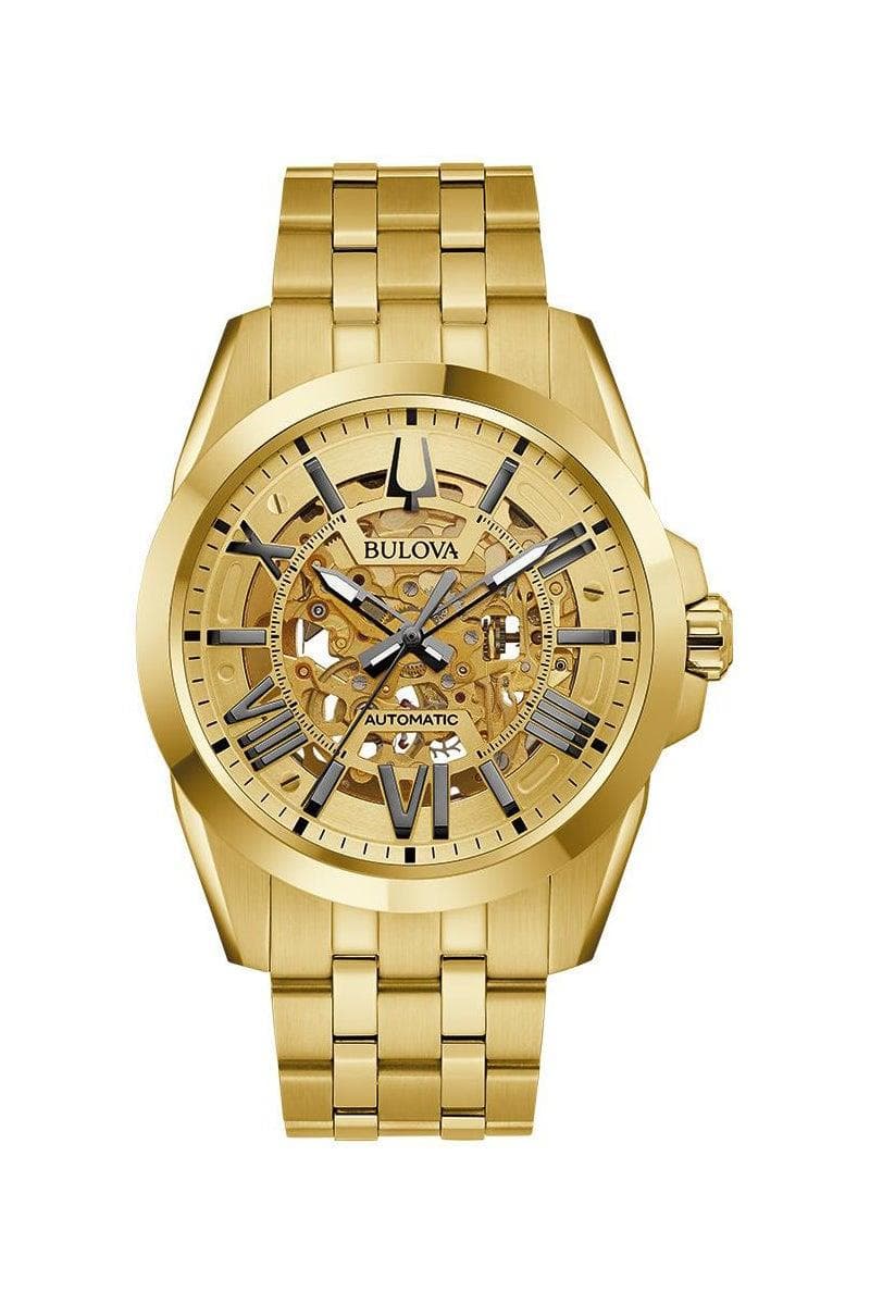 Mens Sutton Automatic Gold-Tone Watch Skeleton Dial