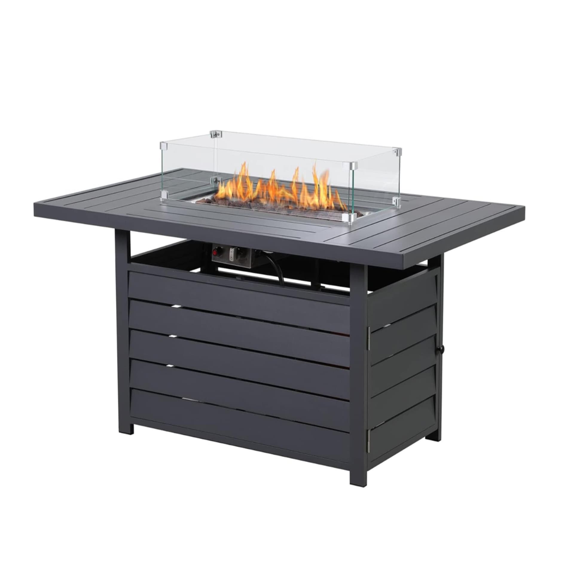 54.3-Inch Aluminum Gas Patio Fire Pit Table - Dark Grey w/Waterproof Cover