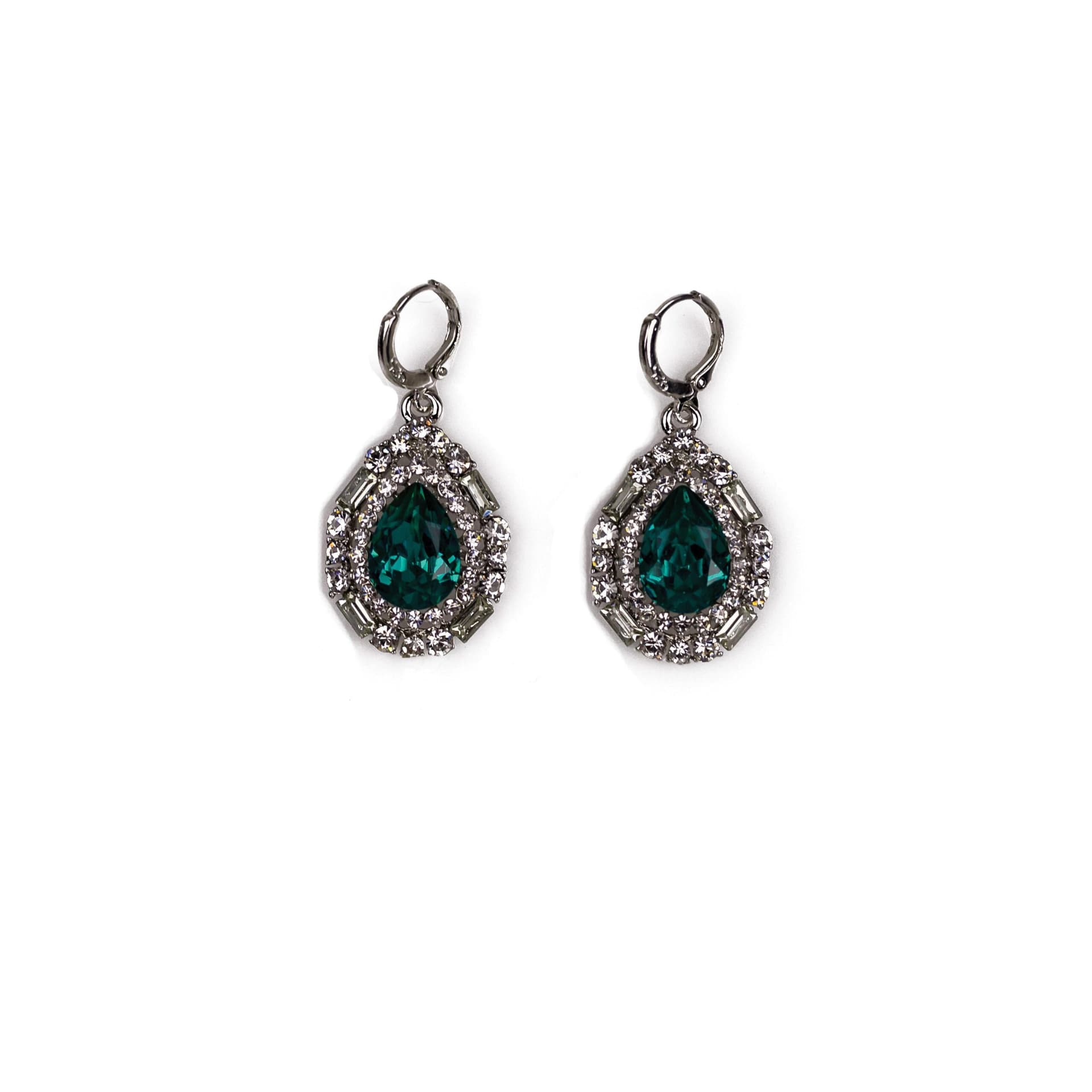 Art Deco Drop Earrings in Aqua