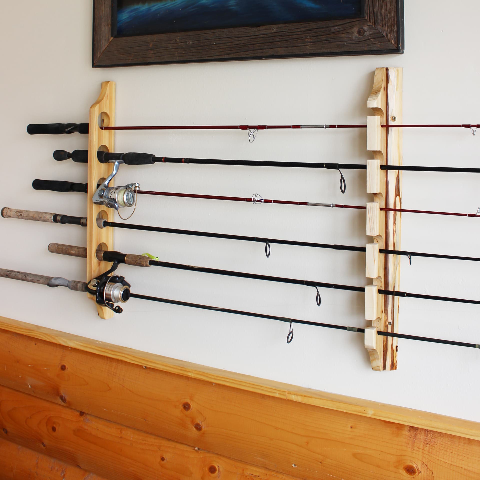 6-Fishing Rod Vertical/Horizontal Wall Mount