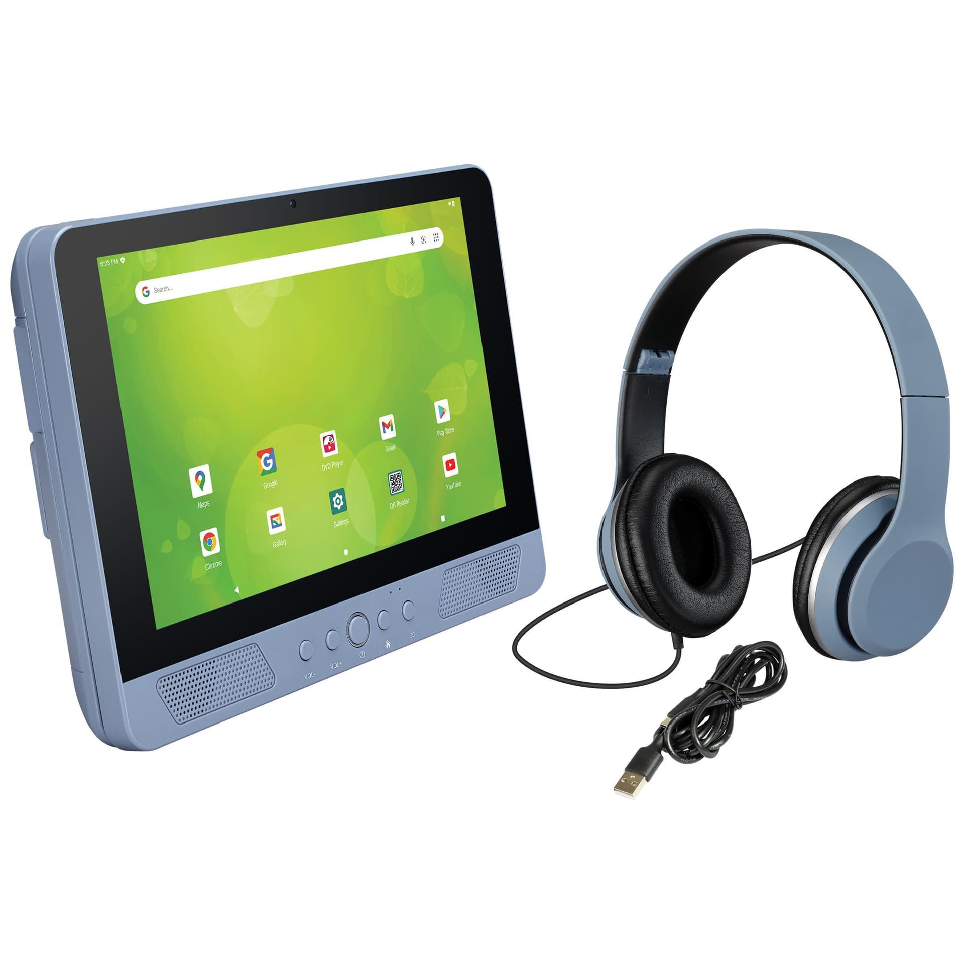 10" Android Tablet w/ Built-In DVD Player with Headphones - Grey Blue