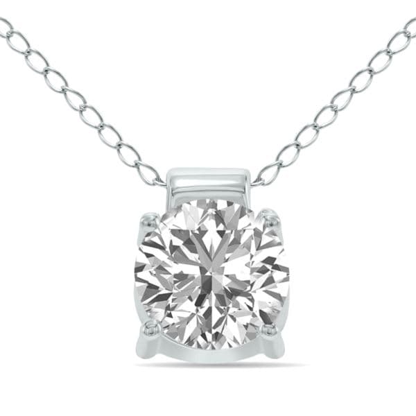 Four-Prong Diamond Pendant w/Chain Size 1.00ct