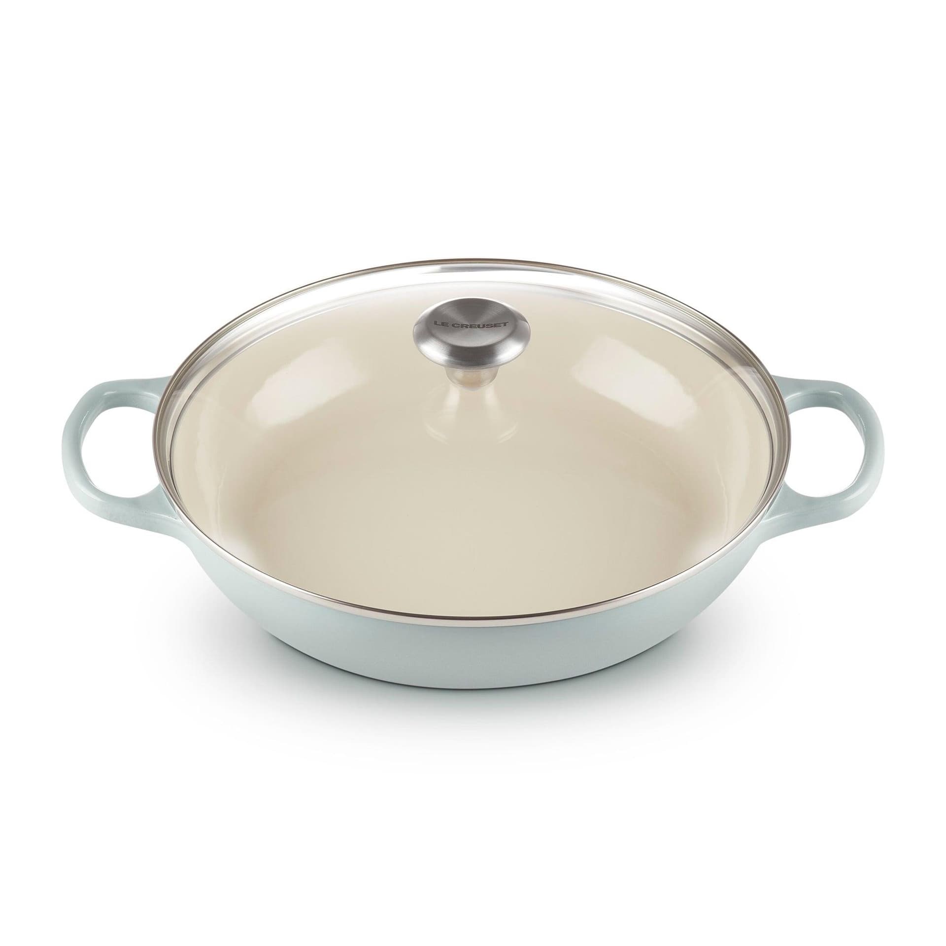 3.5qt Signature Cast Iron Braiser w/ Glass Lid Sea Salt
