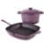 Neo 3pc Cast Iron Cookware Set, Grill Pan & Round Dutch Oven, Purple