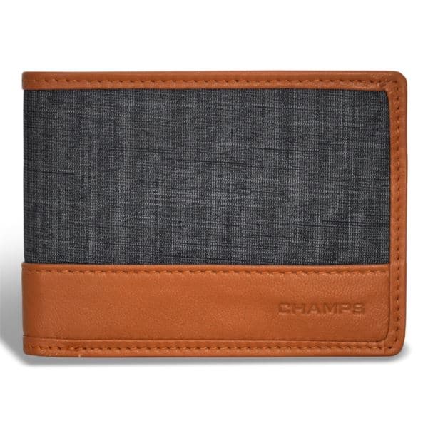 Denim Leather Center Wing Wallet Size 4.5" x 3.25"