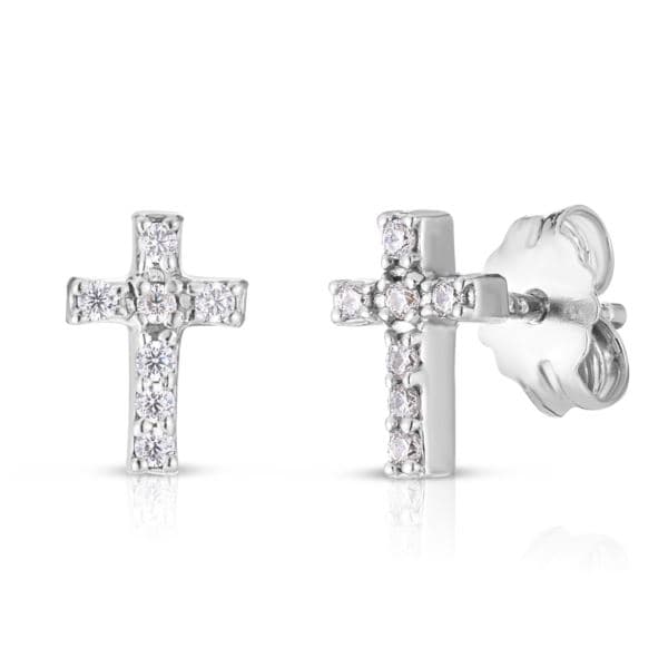 White Topaz Cross Studs