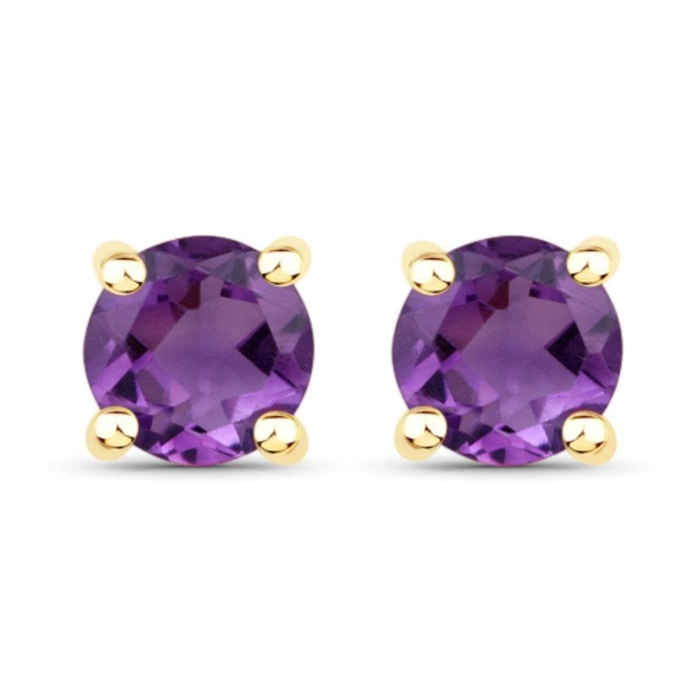 Round Amethyst Earrings Size 3 MM