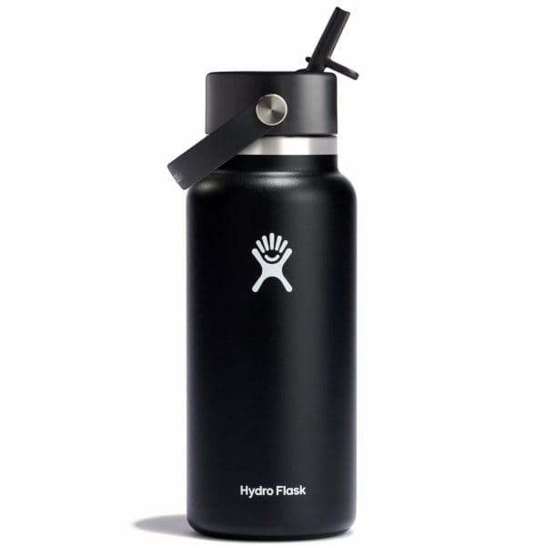 32 oz. Wide Mouth Bottle w/Flex Straw Cap - Black