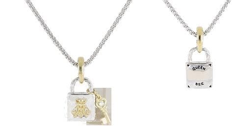 Queen Bee Lock & Key style pendant necklace with 16-18" Chain. "Queen Bee" engraved on the back