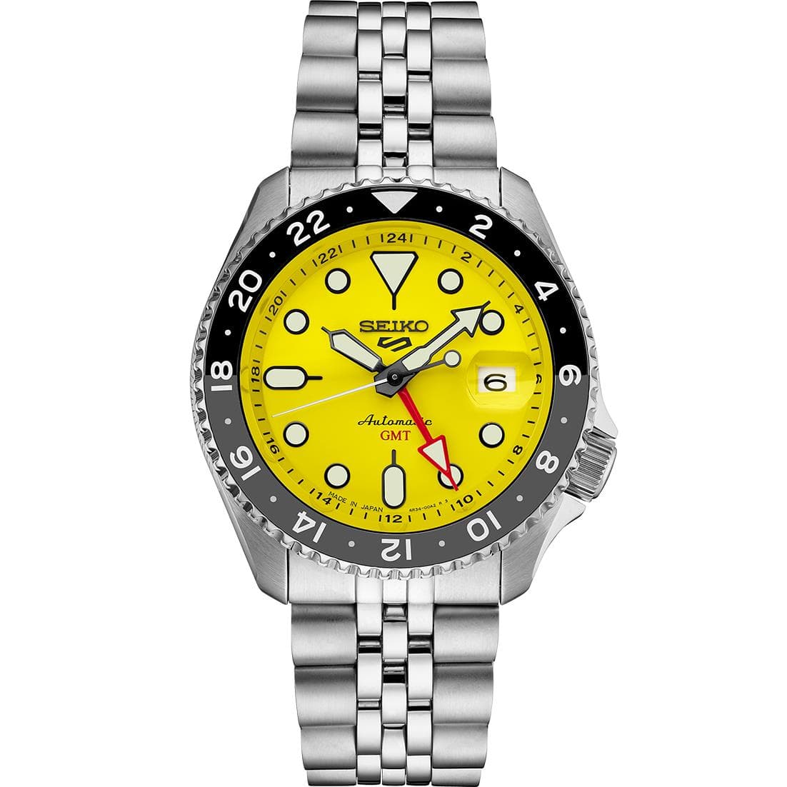 Seiko 5 Sports SS Automatic GMT Yellow Dial