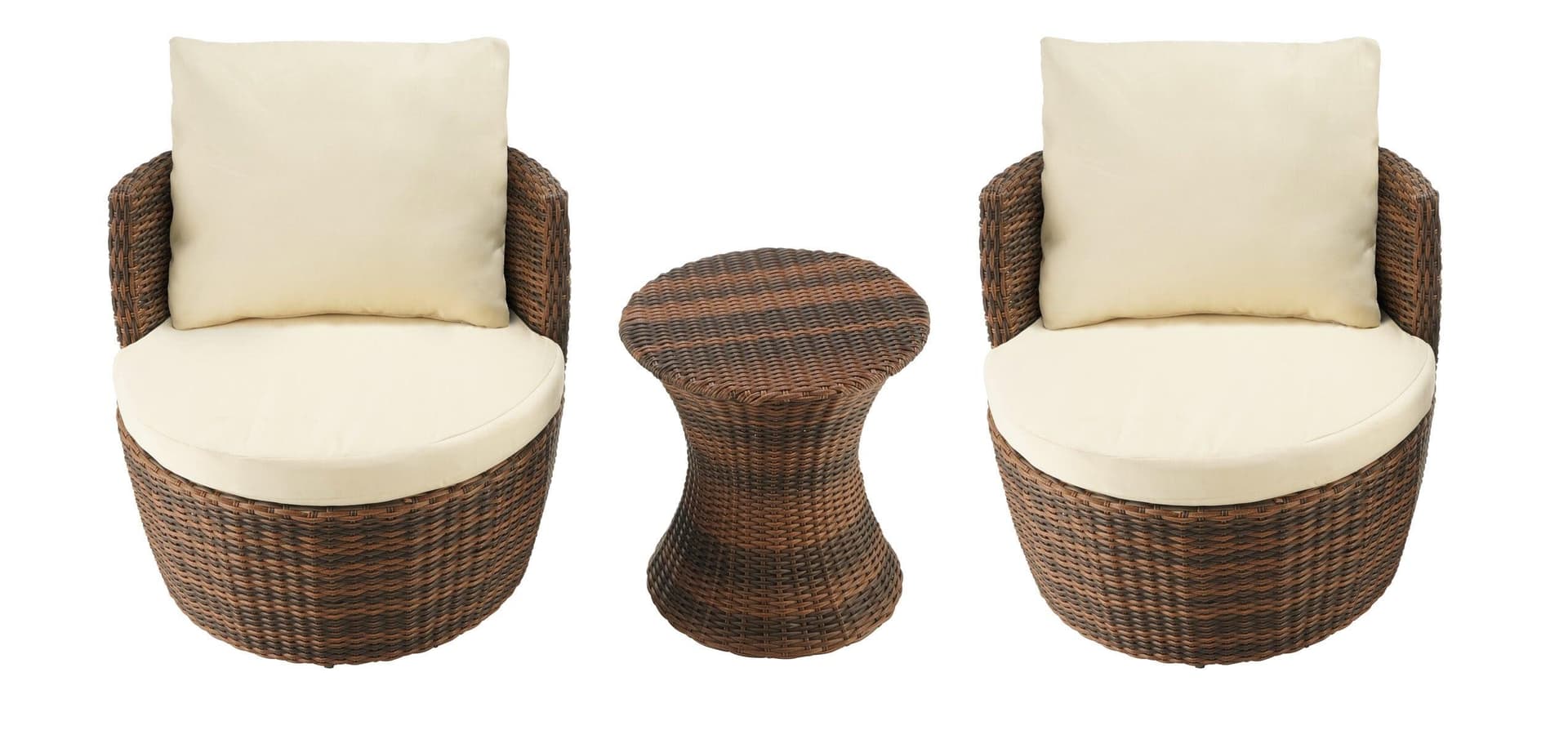 Romantic Collection - Outdoor 3-Piece Bistro Set - Dark Brown & Beige