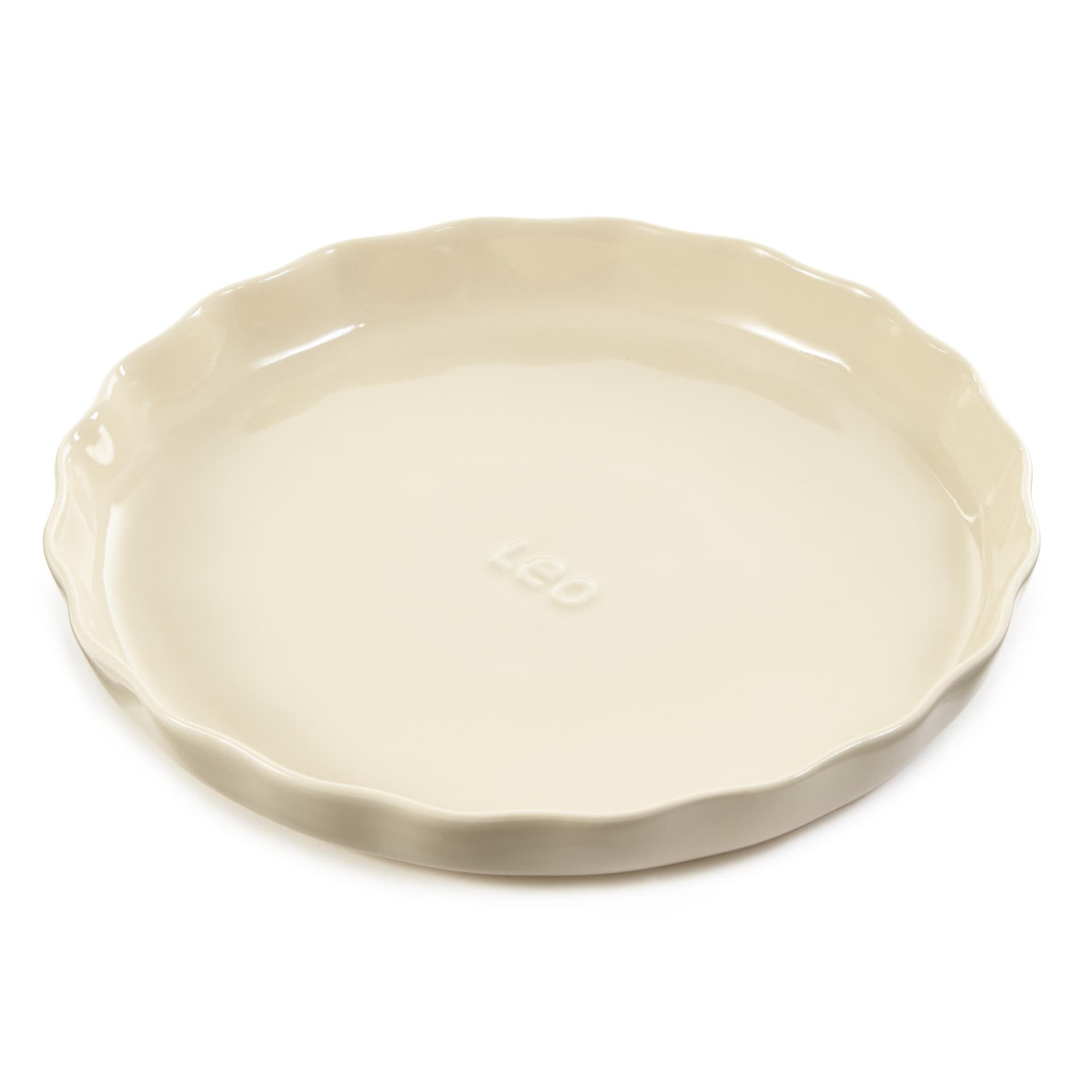 Leo Balance Stoneware Rippled Pie Dish 11", 1.59qt., Moonbeam