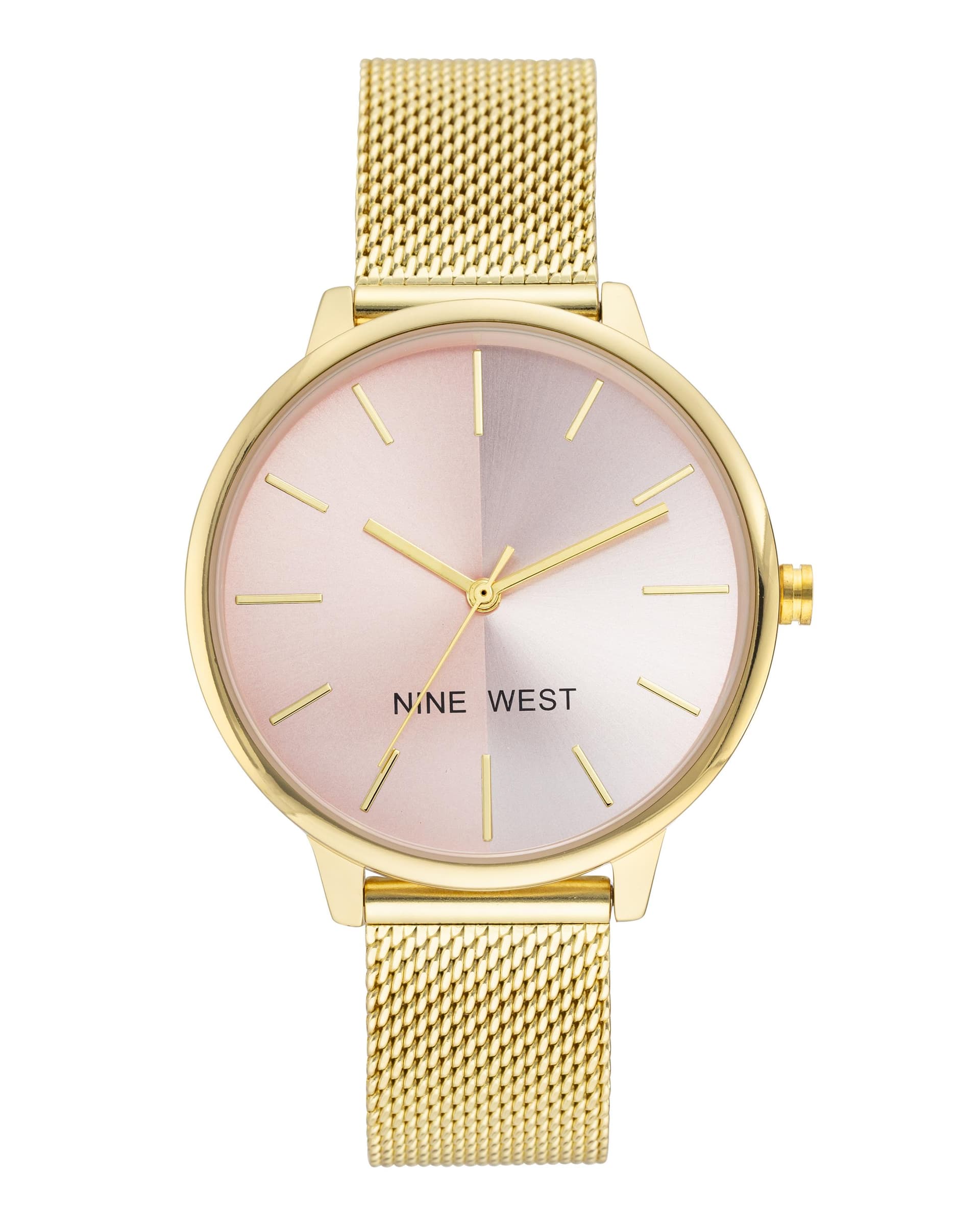 Women's Pink Sunray Dial Mesh Bracelet Watch