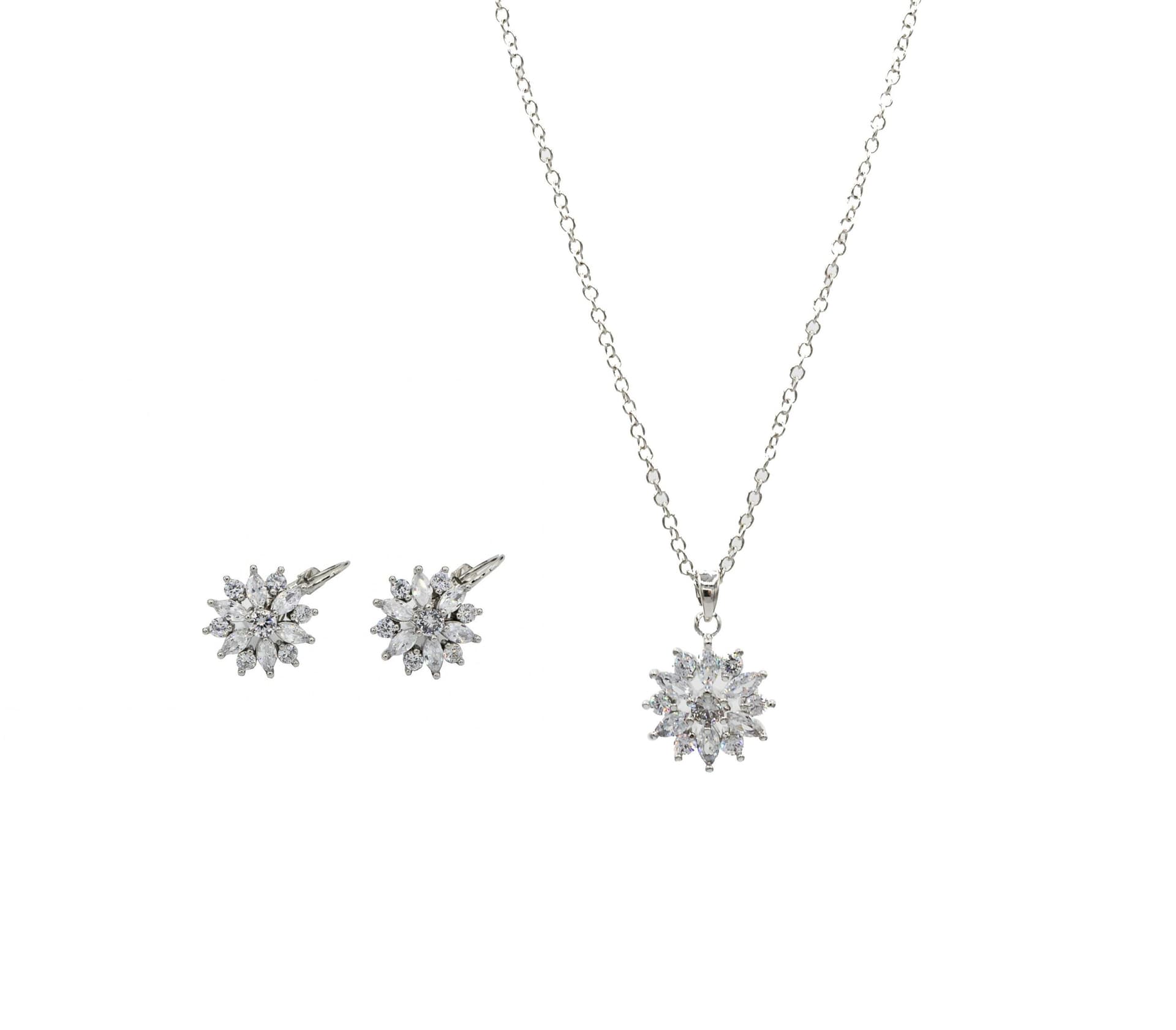 Star Burst CZ Silver Jewelry Set