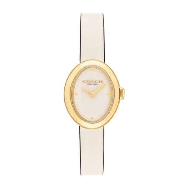Ladies' Sammy Oval Gold & Chalk Leather Strap Watch Chalk Dial