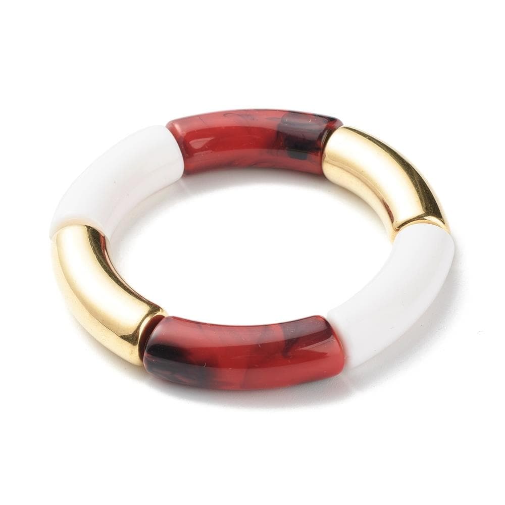 Red/Brown Multi Tube Stretch Bracelet