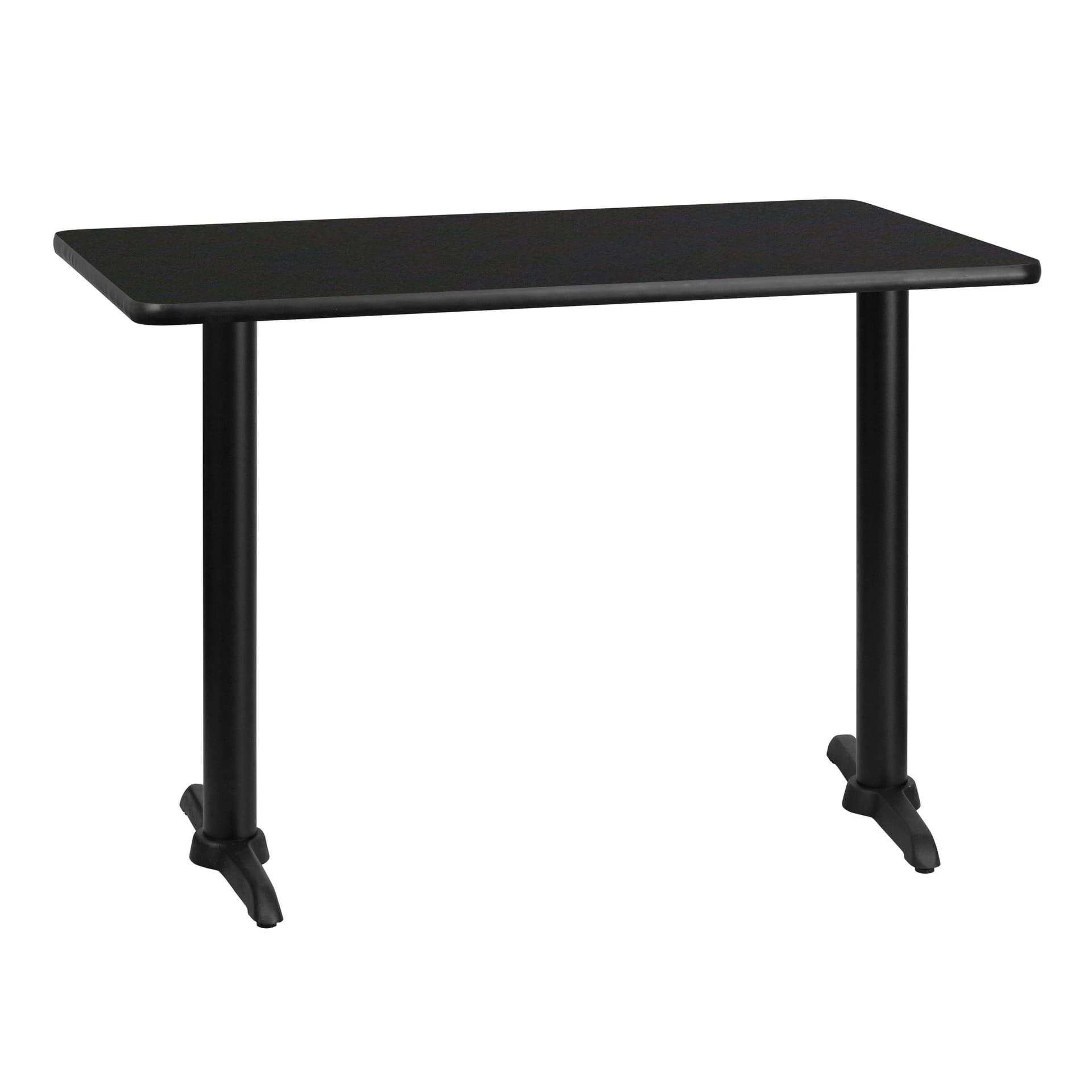 30" x 42" Rectangular Black Laminate Table Top with 5" x 22 Table Height Bases