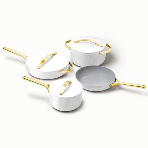 Iconics Non-Toxic Ceramic Nonstick Cookware Set White/Gold