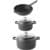 GEM 5Pc Nonstick Cast Aluminum Wok and Stockpots Cookware Set, Glass Lids