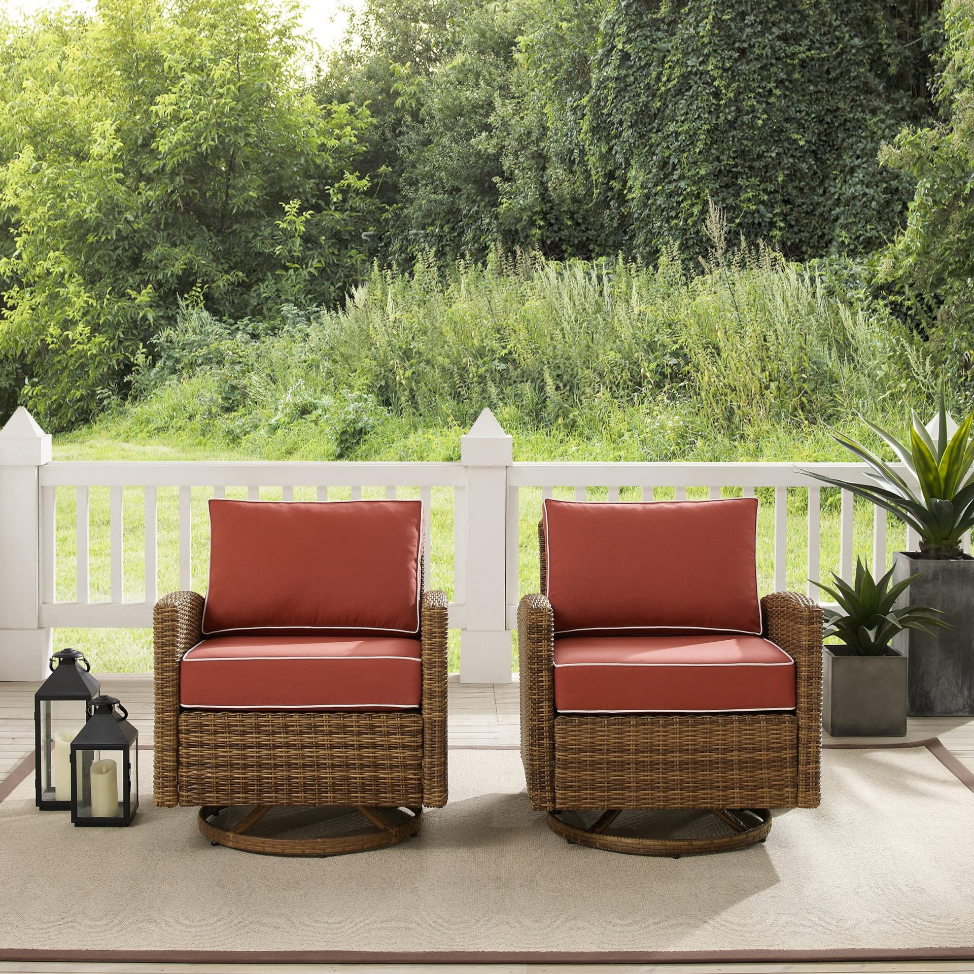 Bradenton 2Pc Wicker Swivel Rocker Outdoor Chair Set