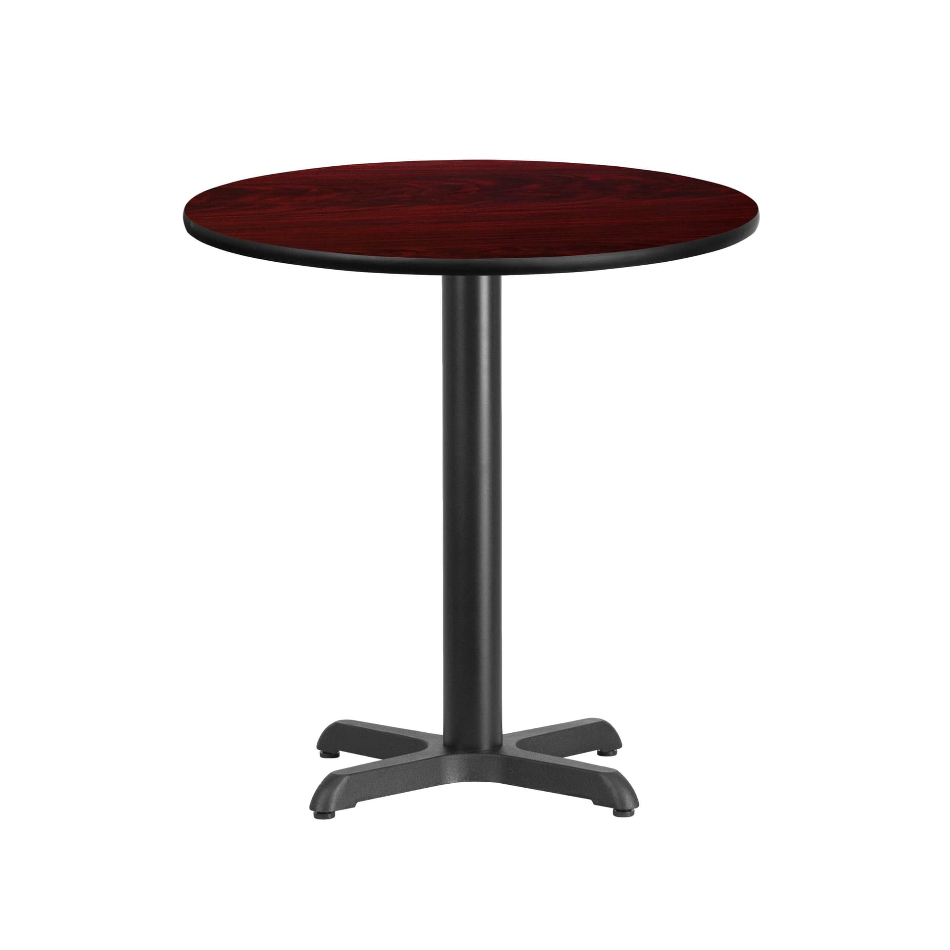 24" Round Mahogany Laminate Table Top with 22" x 22" Table Height Base