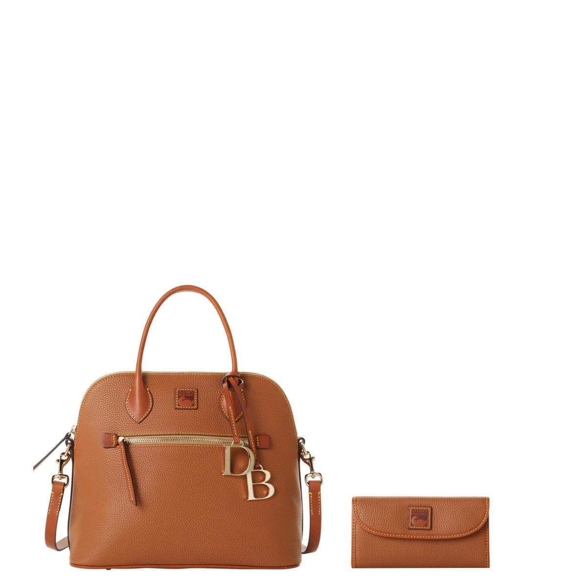 Pebble Grain Large Domed Satchel and Continental Clutch Set