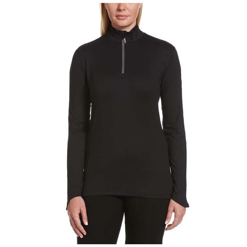 Womens Lightweight 1/4 Zip Pullover-Black-2X
