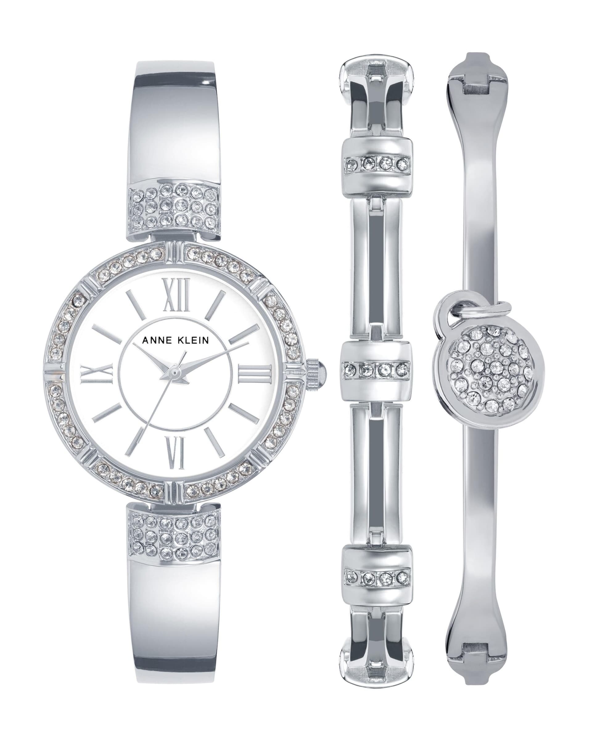 Women's Silver  Bracelet Watch Set