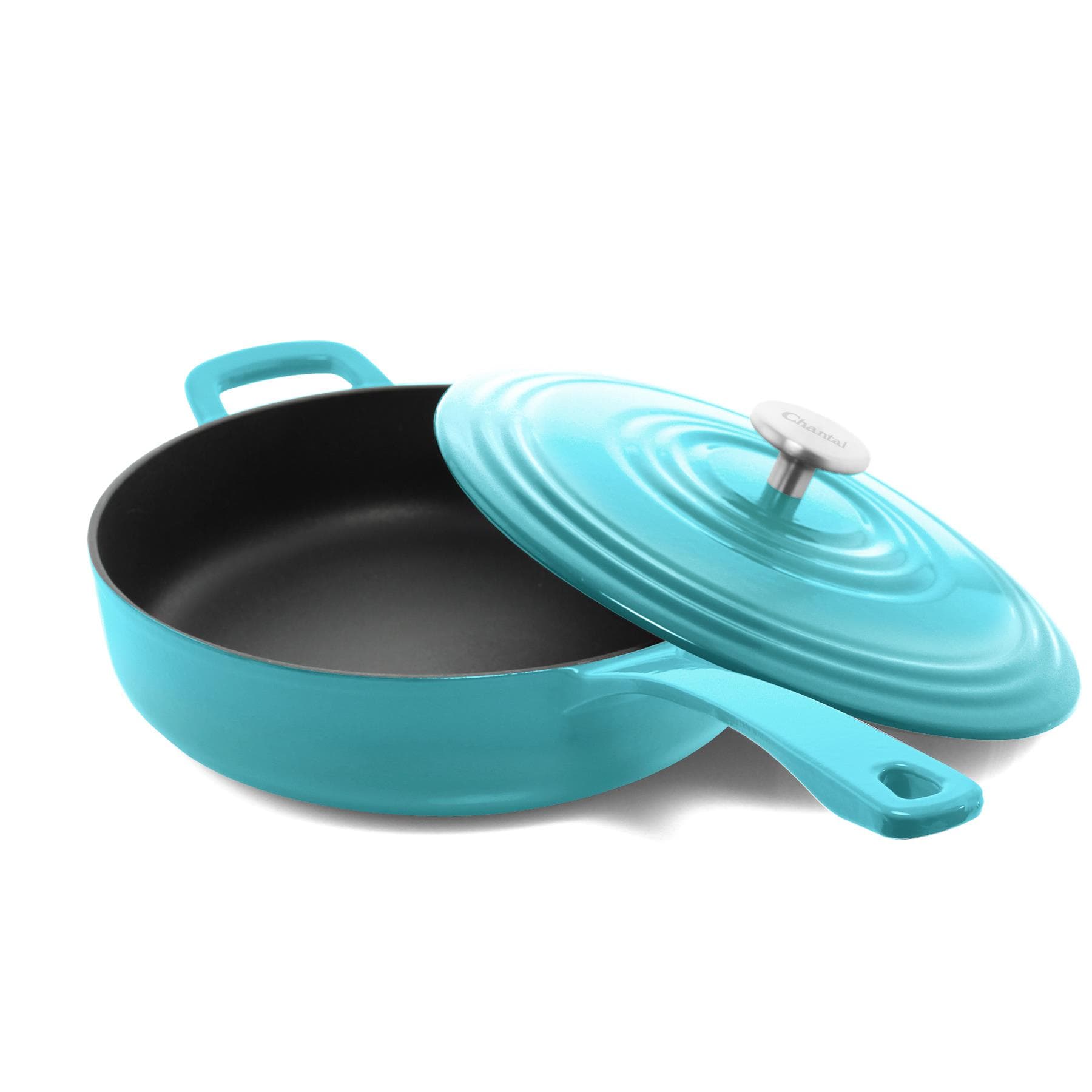 4 qt Round Cast Iron Skillet w/ Lid Cobalt Blue