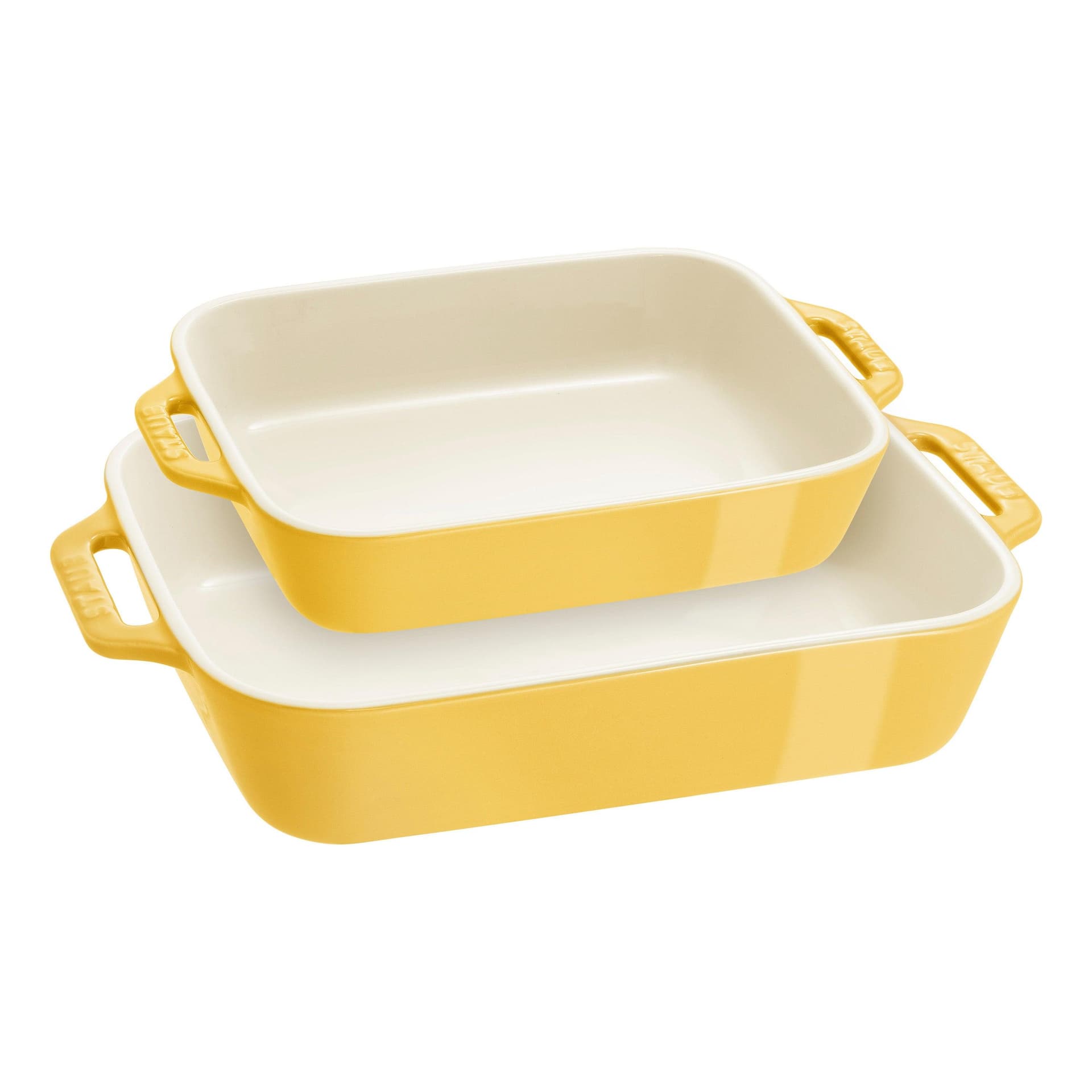 2pc Ceramic Rectangular Baking Dish Set Citron