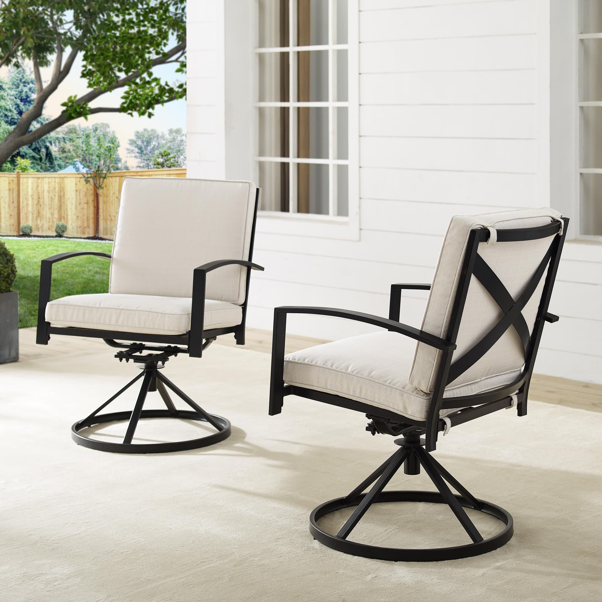 Kaplan 2Pc Swivel Outdoor Dining Chair Set