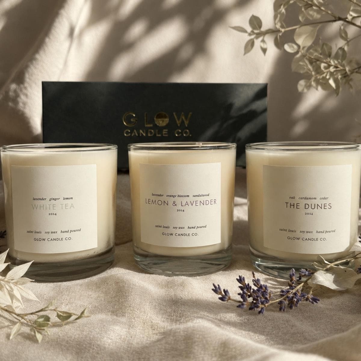 Glow 7.5oz Signature Set Gold Foil Soy Candles 3-Pack