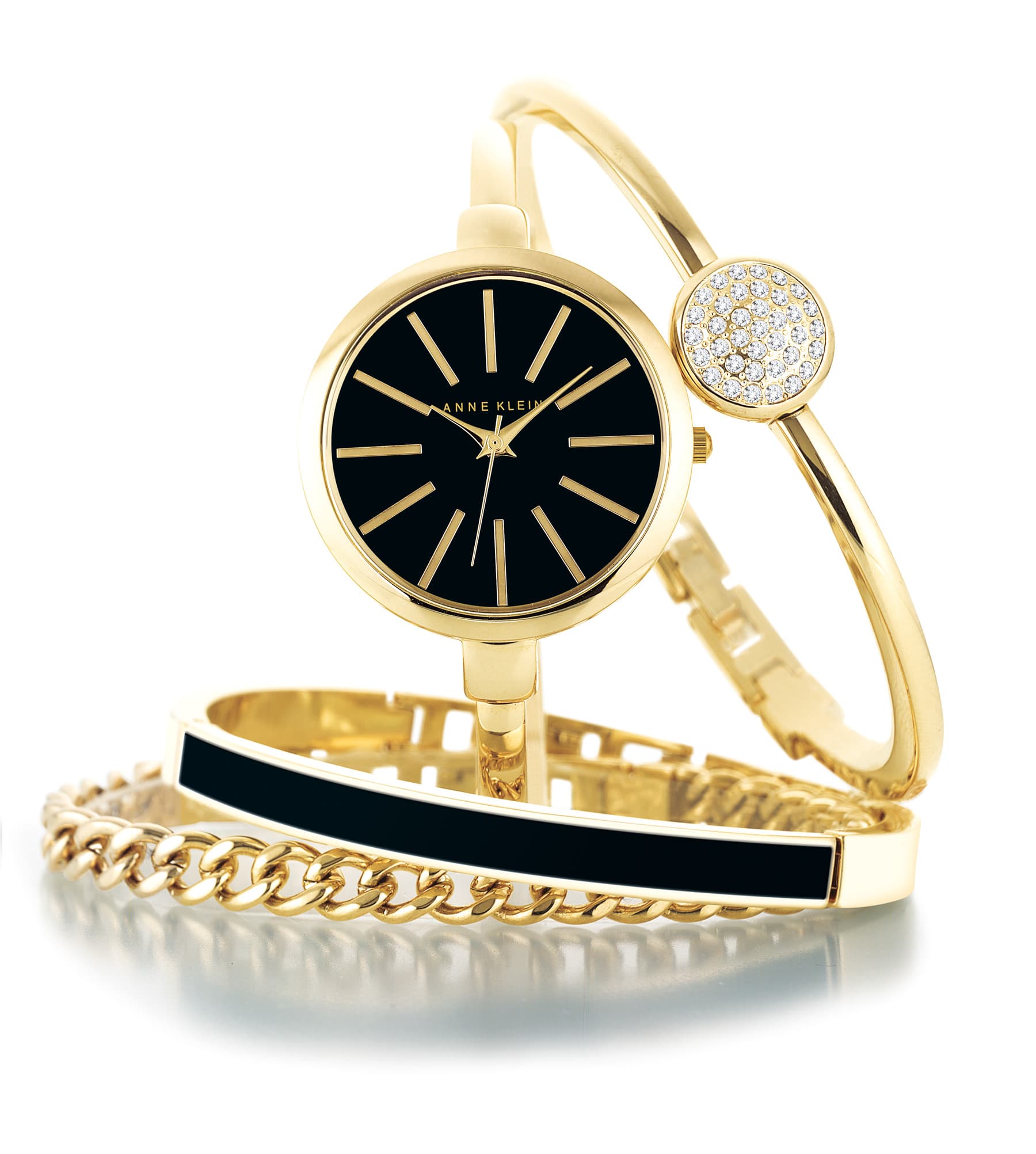Women's Interchangeable Gold Bangle Bracelet Watch Set