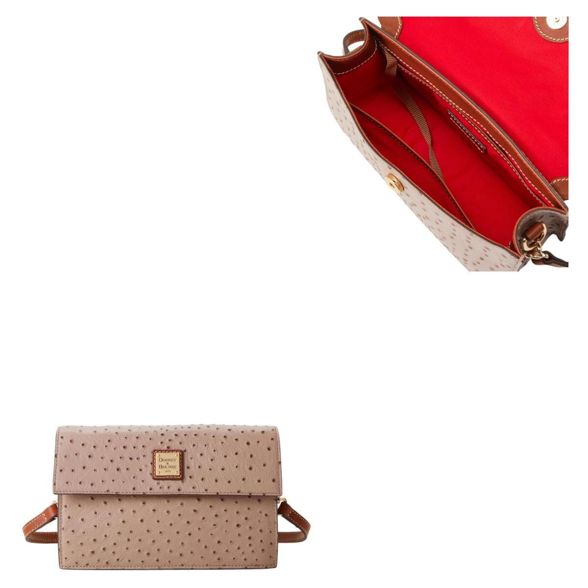 Ostrich East West Flap Shoulder Bag