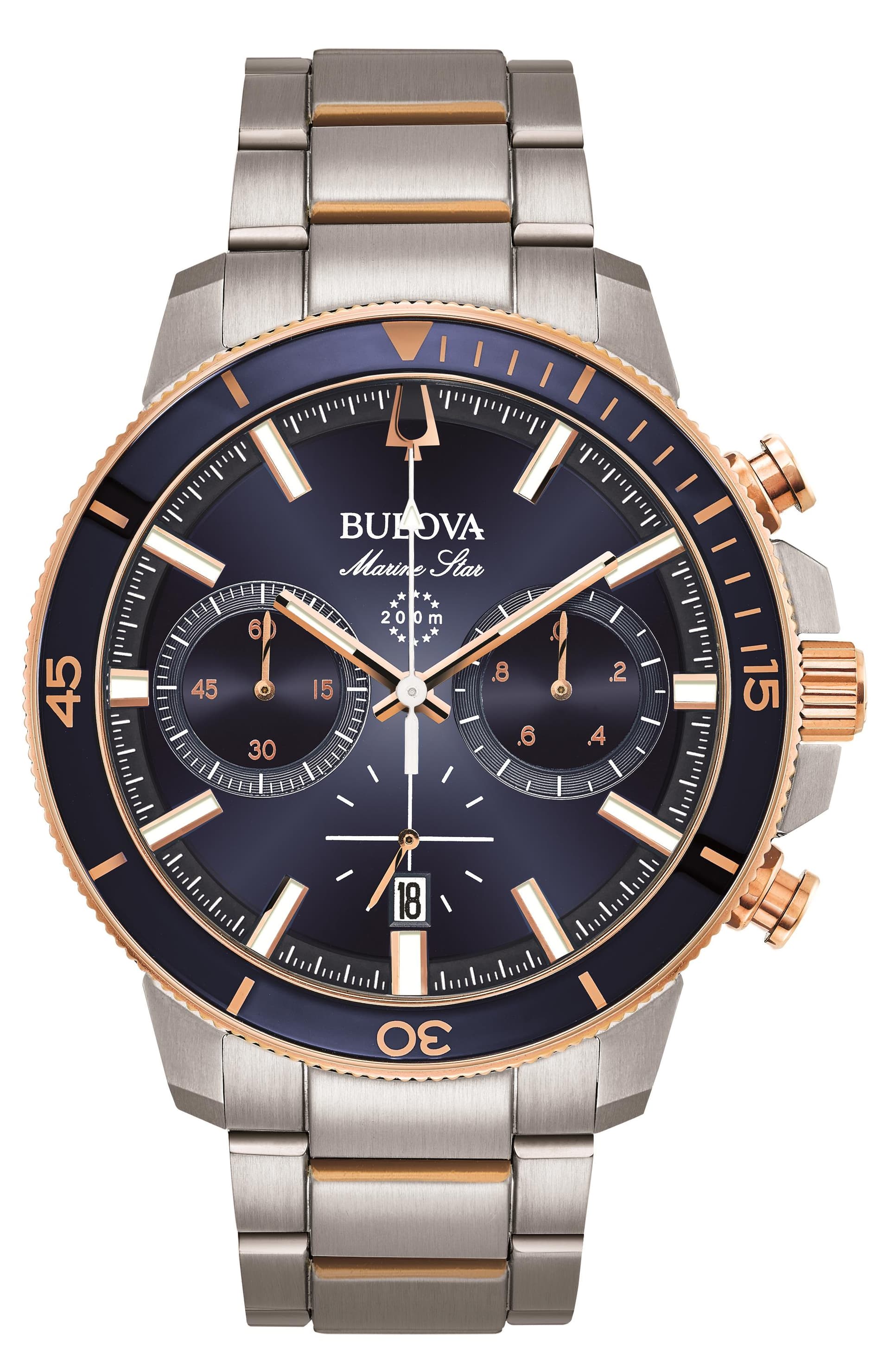 Mens Marine Star Chronograph Silver-Tone Watch Blue Dial