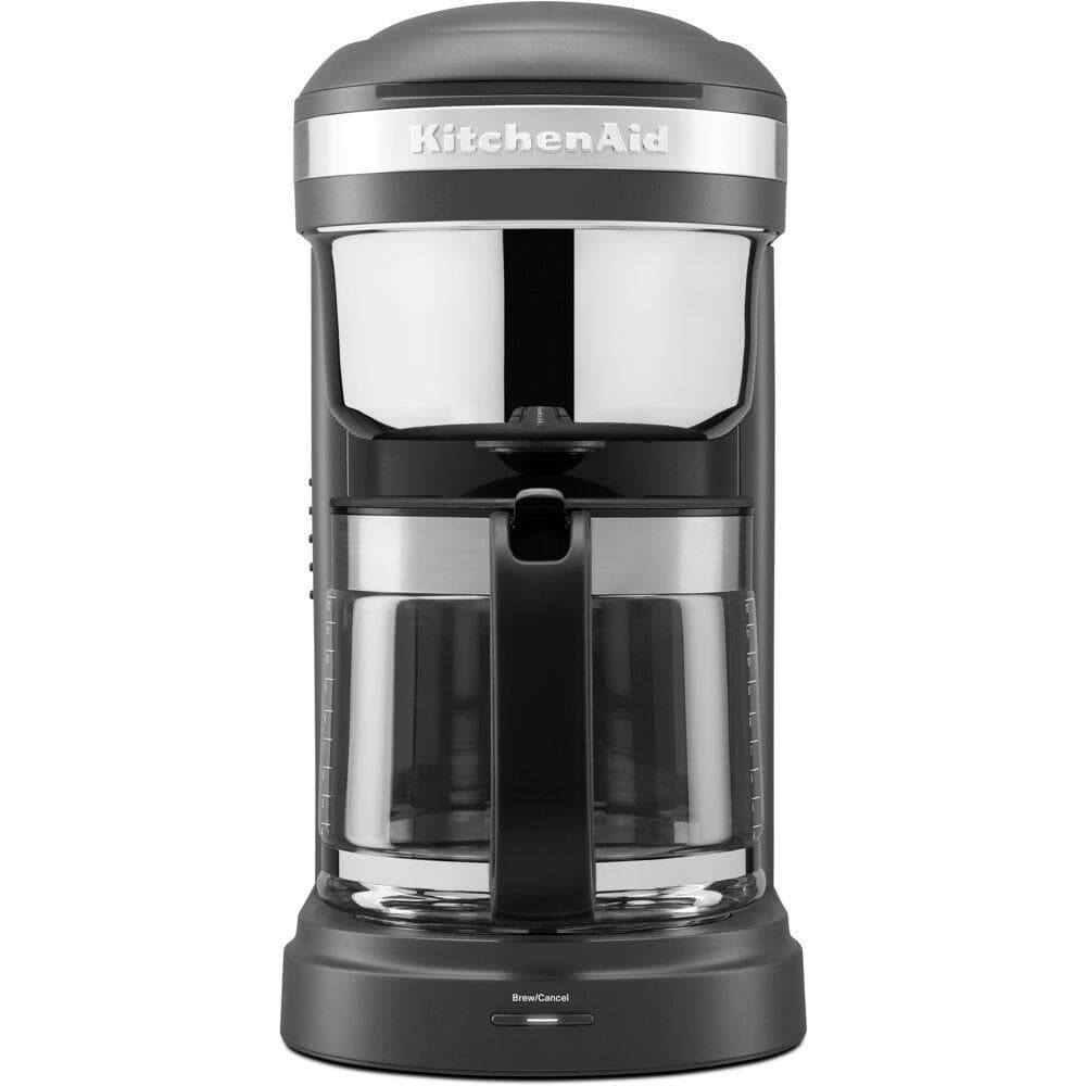 12-Cup Drip Coffee Maker with Spiral Showerhead and Programmable Warming Plate in Matte Charcoal Gra