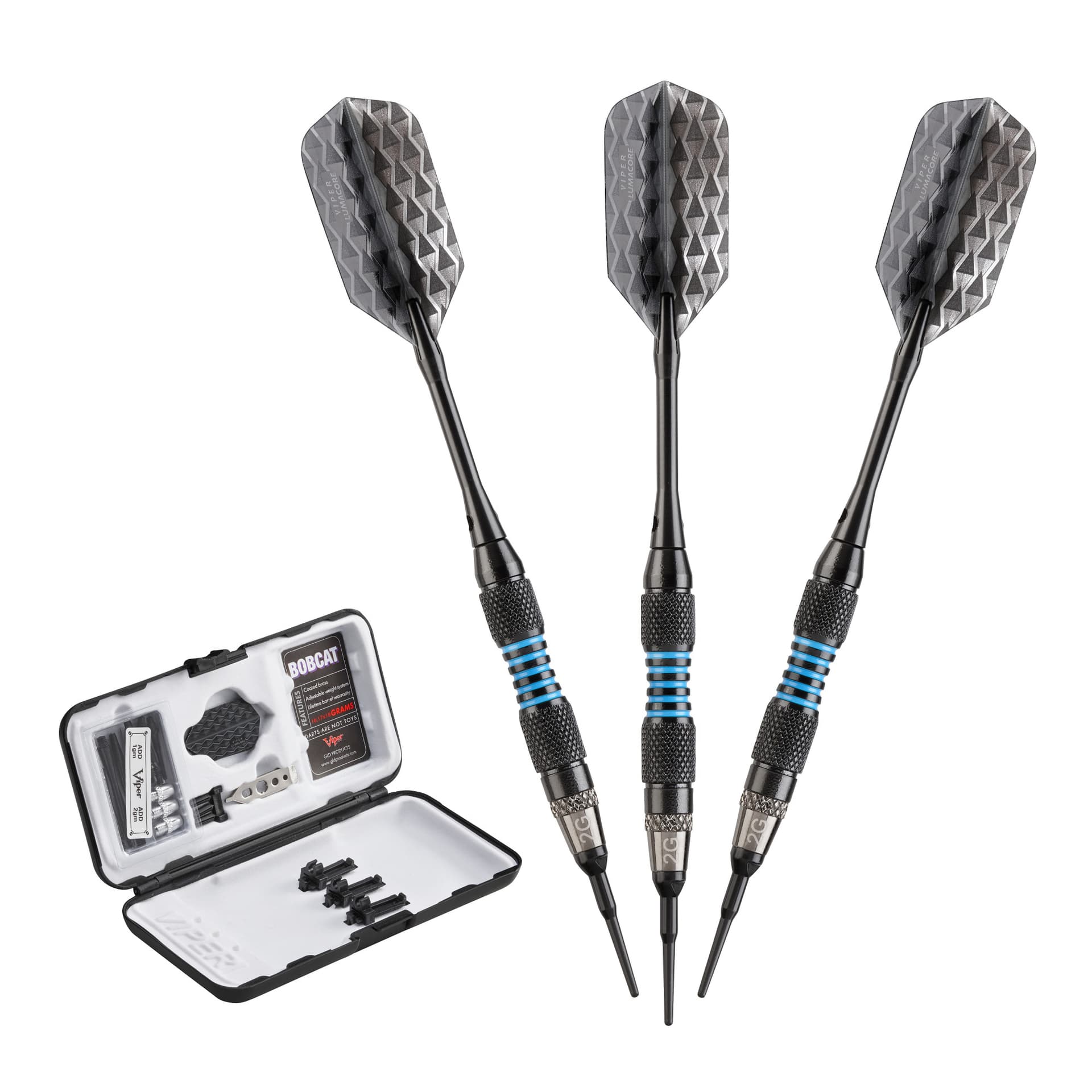 Viper Bobcat Adjustable Soft Tip Darts Blue Rings 16-18 Grams