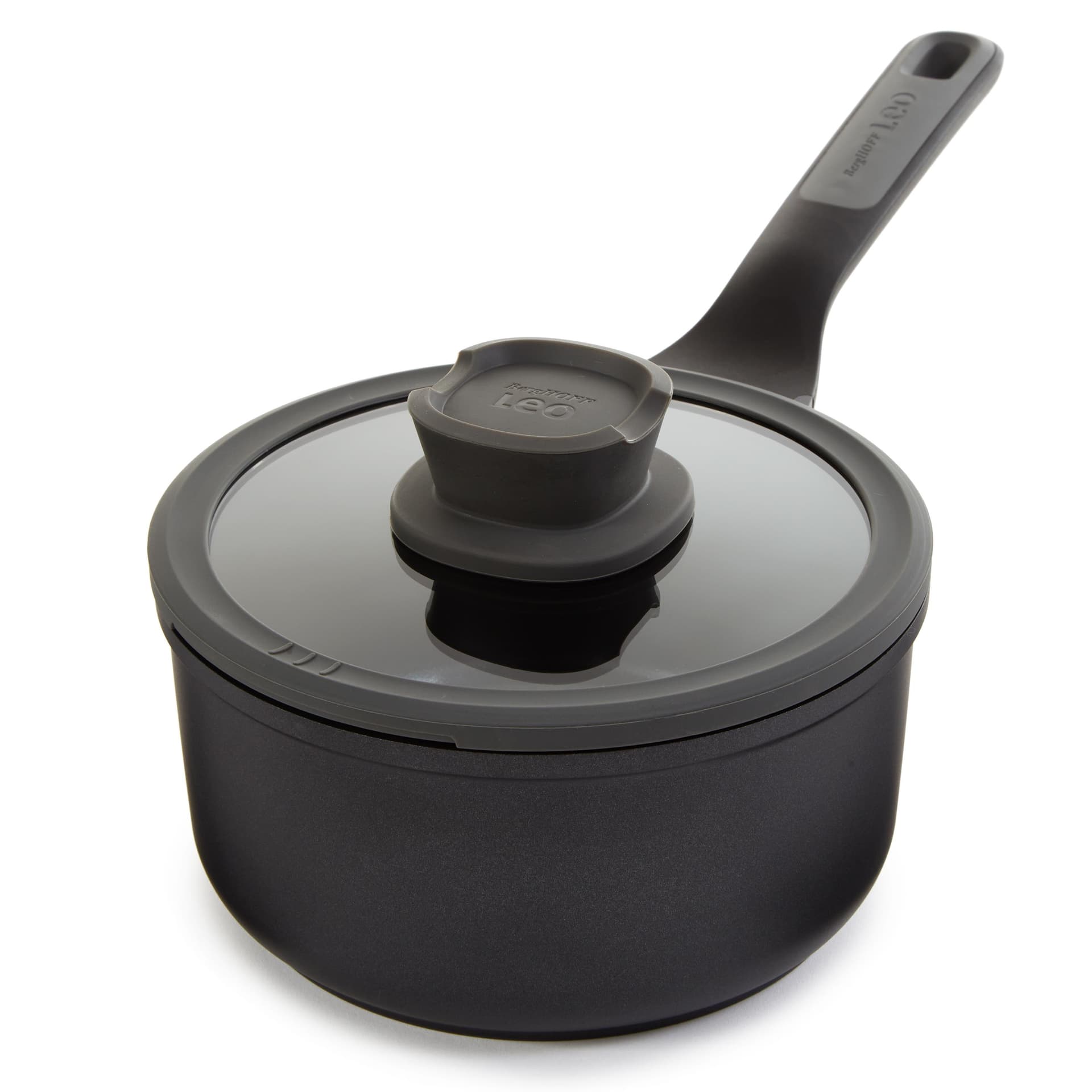BergHOFF Leo Stone+ Nonstick Ceramic 7" Sauce Pan with Lid Recycled, 2.1qt