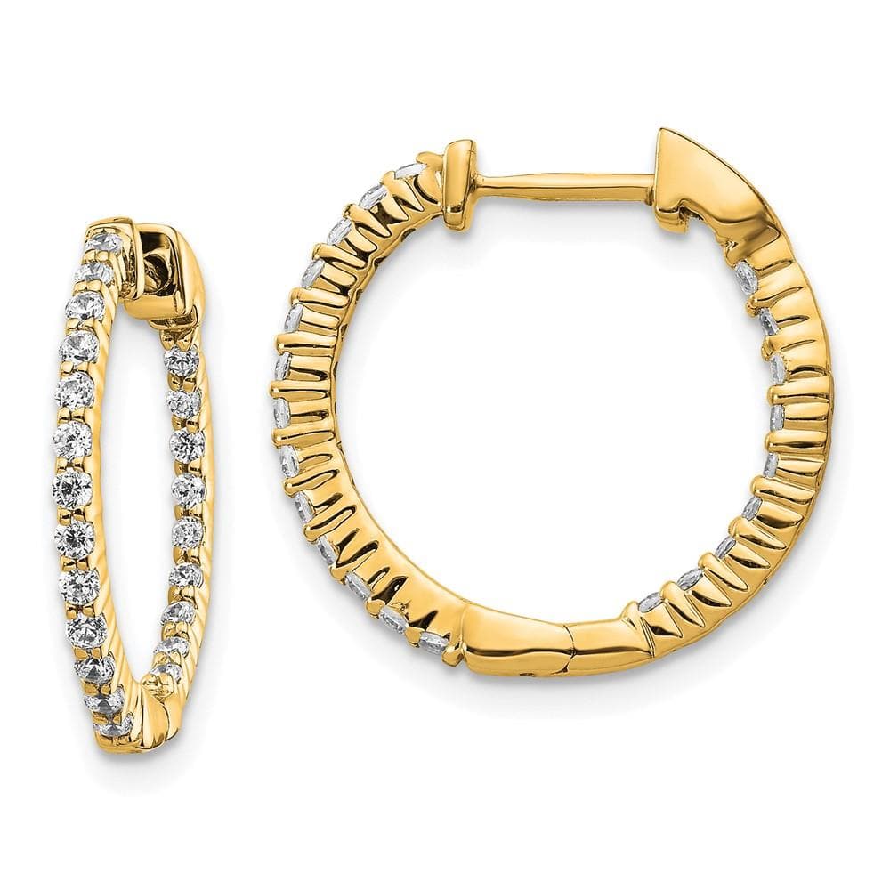 14kK Yellow Gold Spotlight Lab Grown Diamond In and Out Hinged Hoop Earrings, 1/2ctw