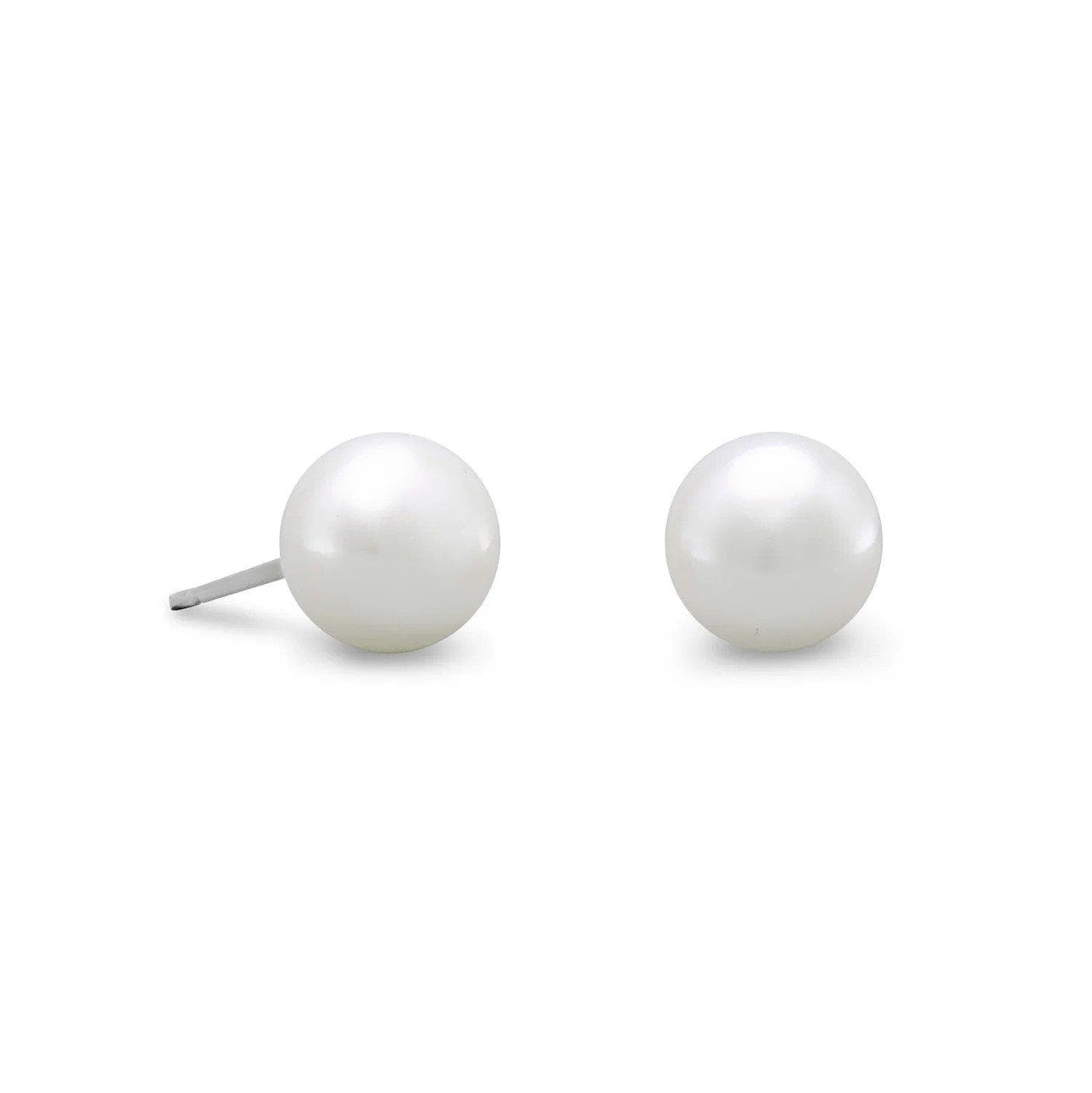 White Freshwater Pearl & Sterling Silver Studs