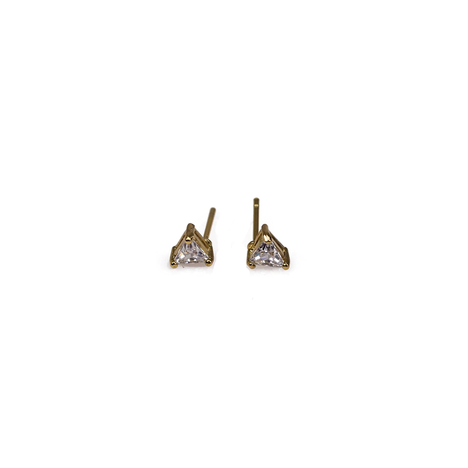 18K Gold Plated CZ Triangle Stud Earrings