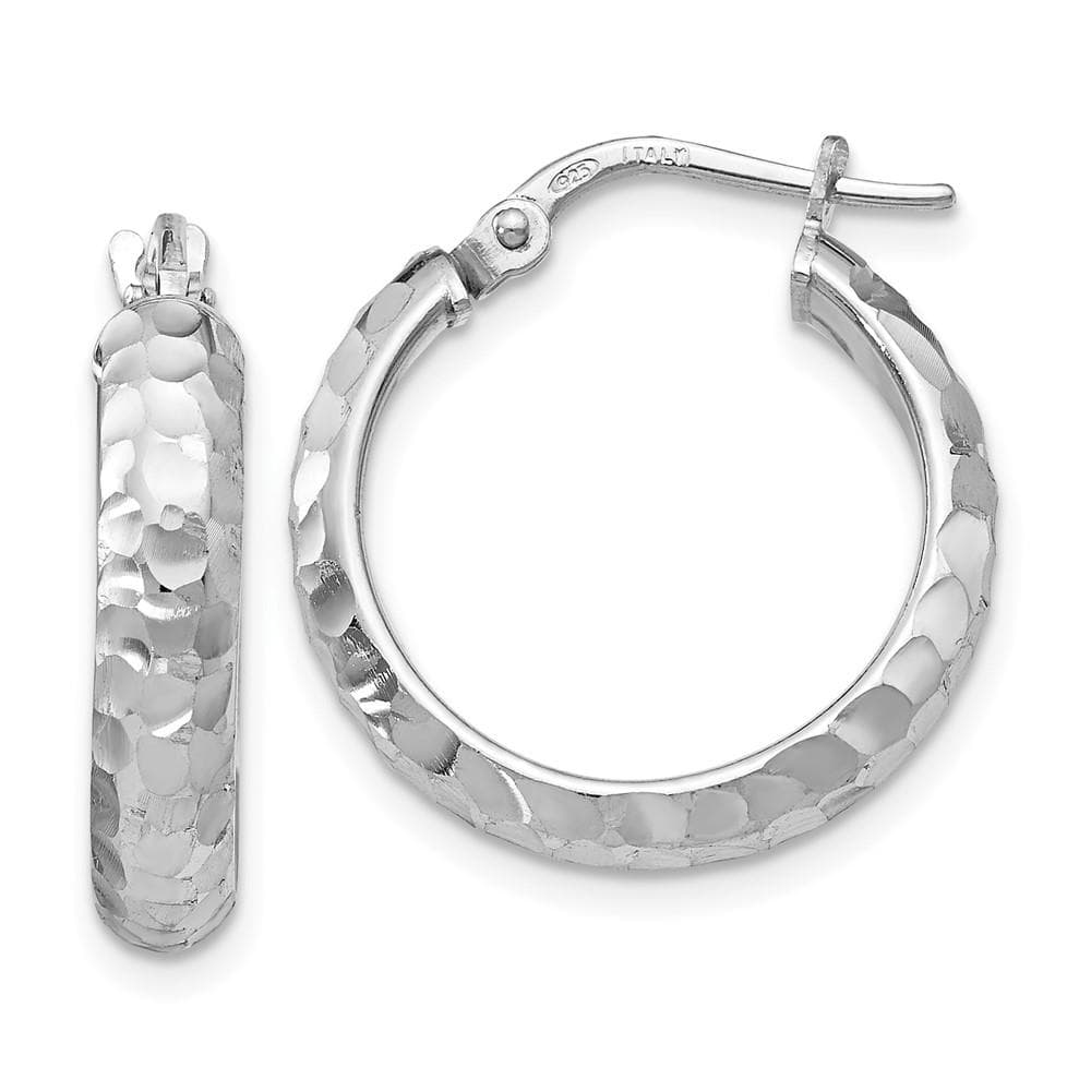 Sterling Silver Radiant Essence Rhodium-plated Hinged Hoop Earrings