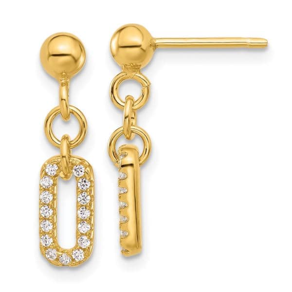 Sterling Silver Gold-Plated Polished CZ Earrings