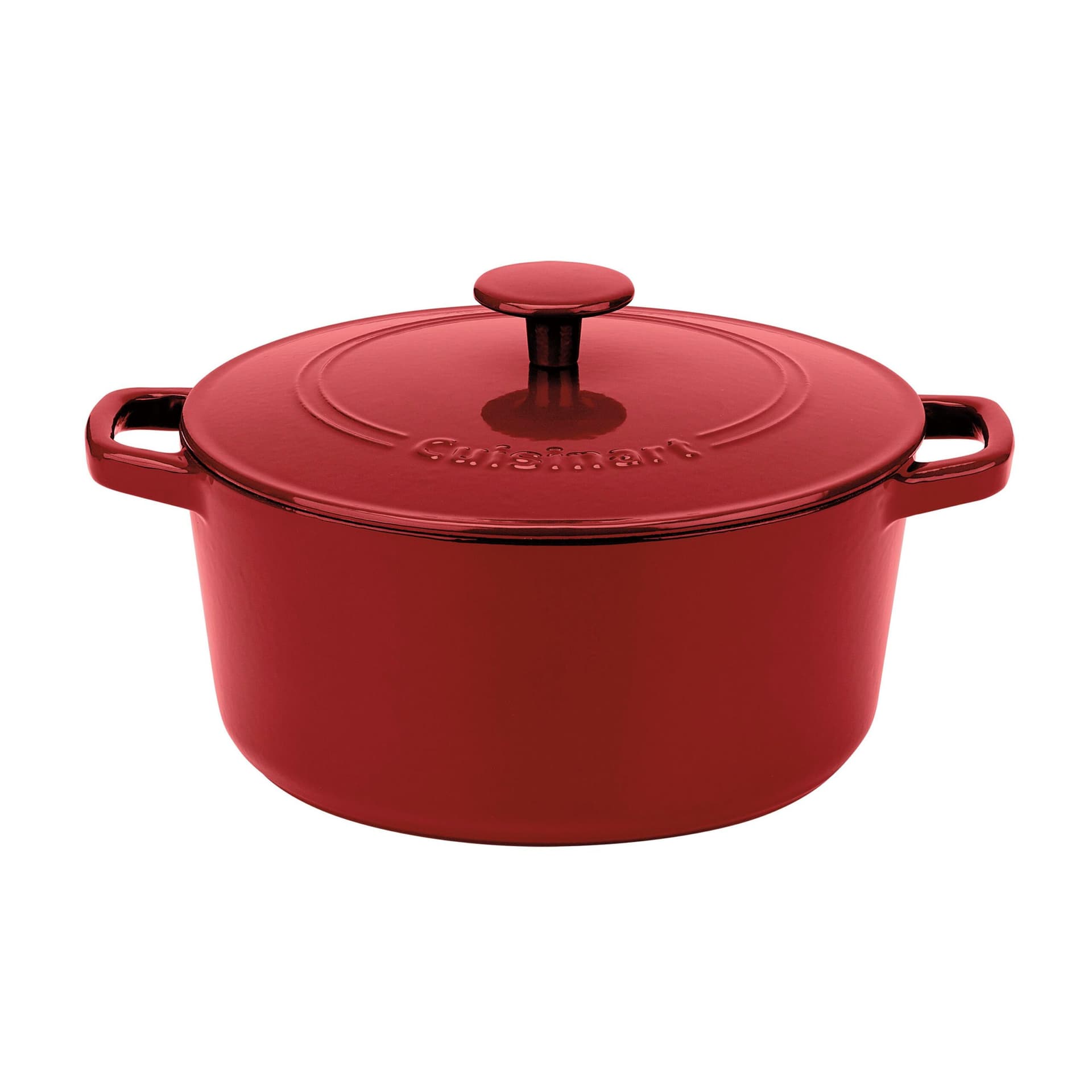 Enameled Cast Iron 5 Qt. Round Covered Casserole-Red