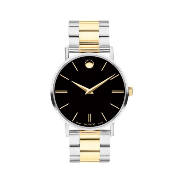 Corporate Classic Gents. SS/Yellow PVD Case & Bracelet. Black Dial with markers